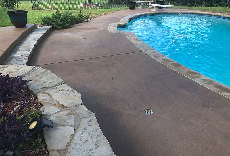 Pool deck and flower bed