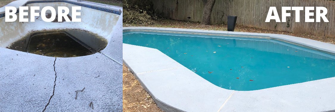 Pool Deck Crack Repair - Before & After