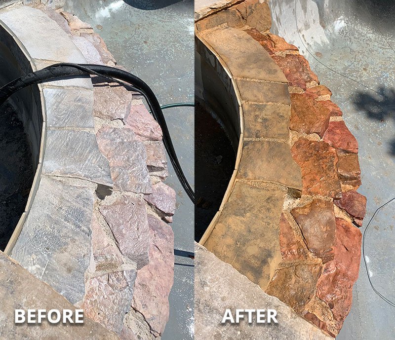 Before & After Pool Rock Calcium Cleaning