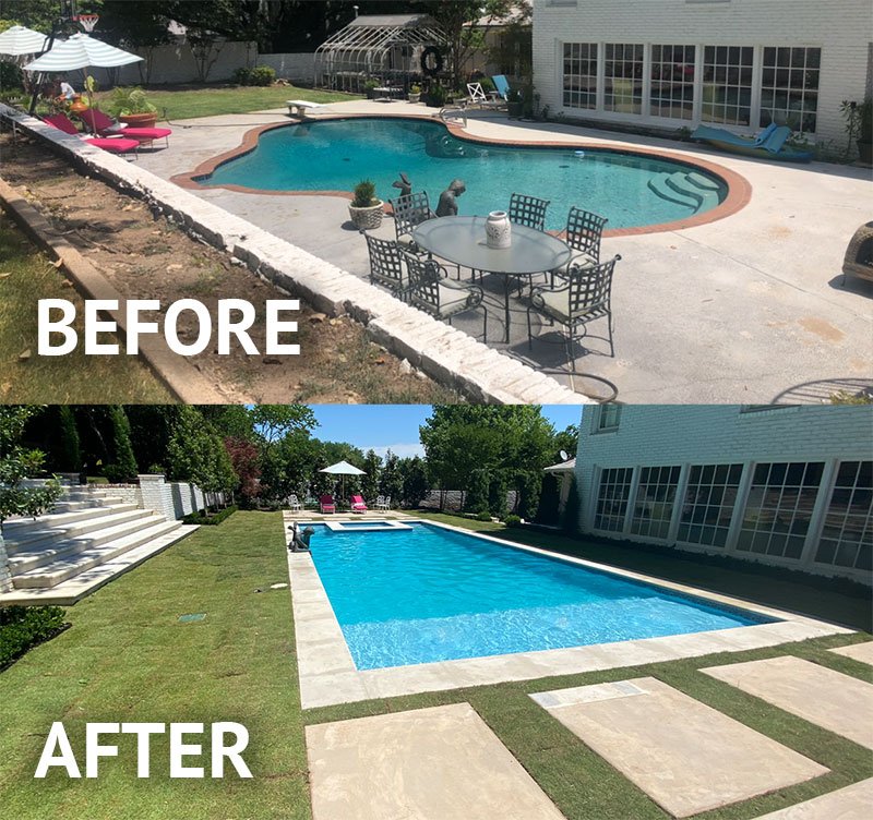 Before & After Picture of Pool Remodel