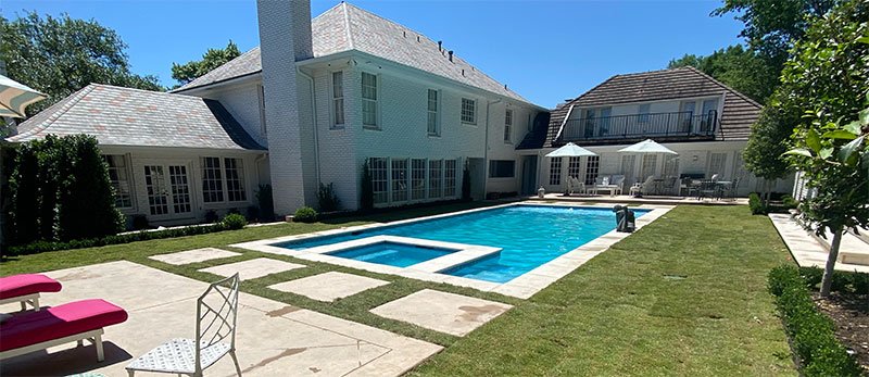 Completed Pool Remodel project with landscaping
