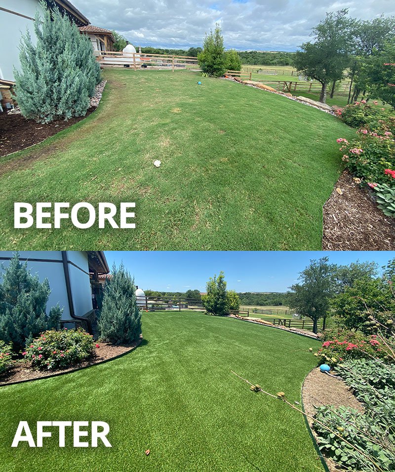 Before and After synthetic grass