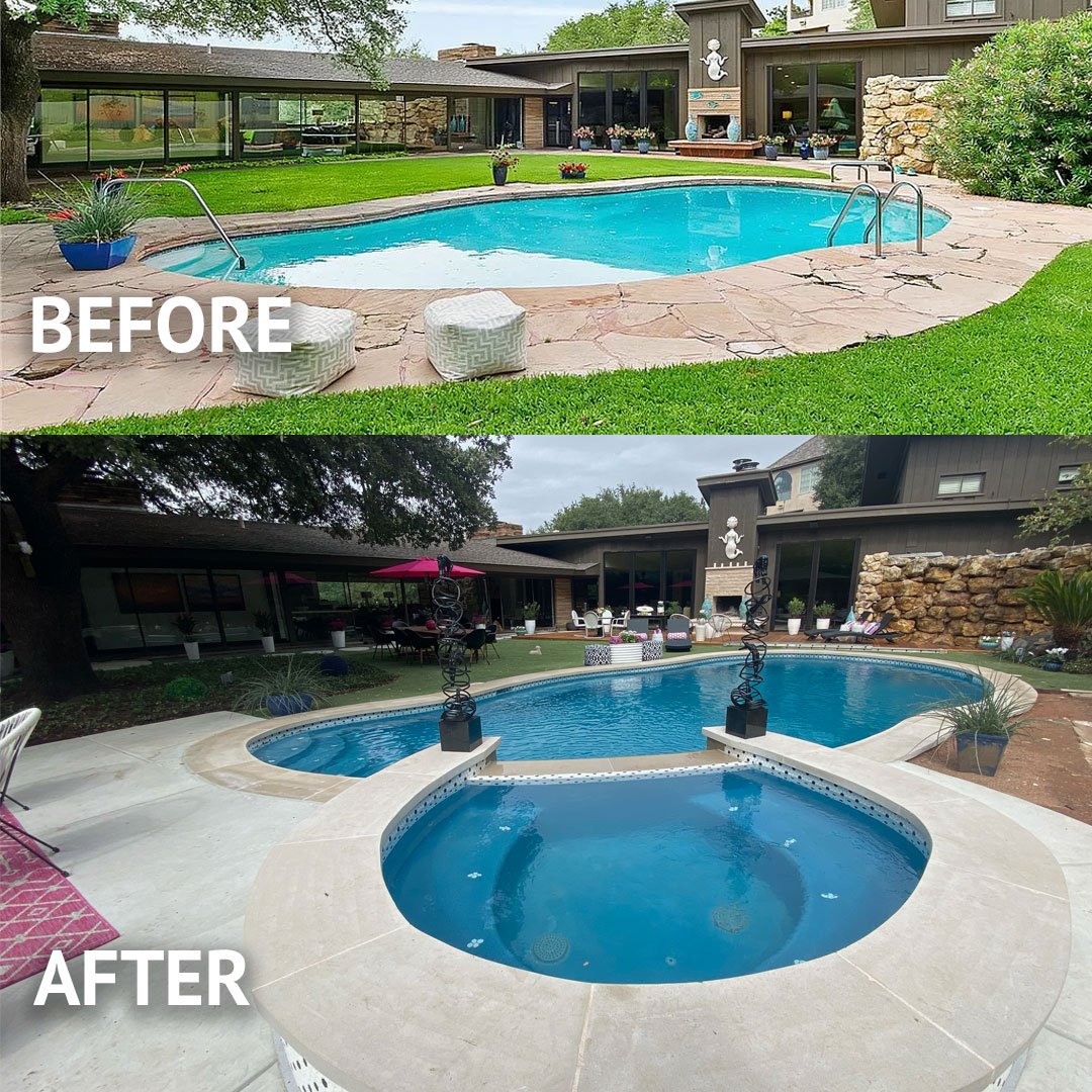 Pool Remodel Before & After Adding Spa