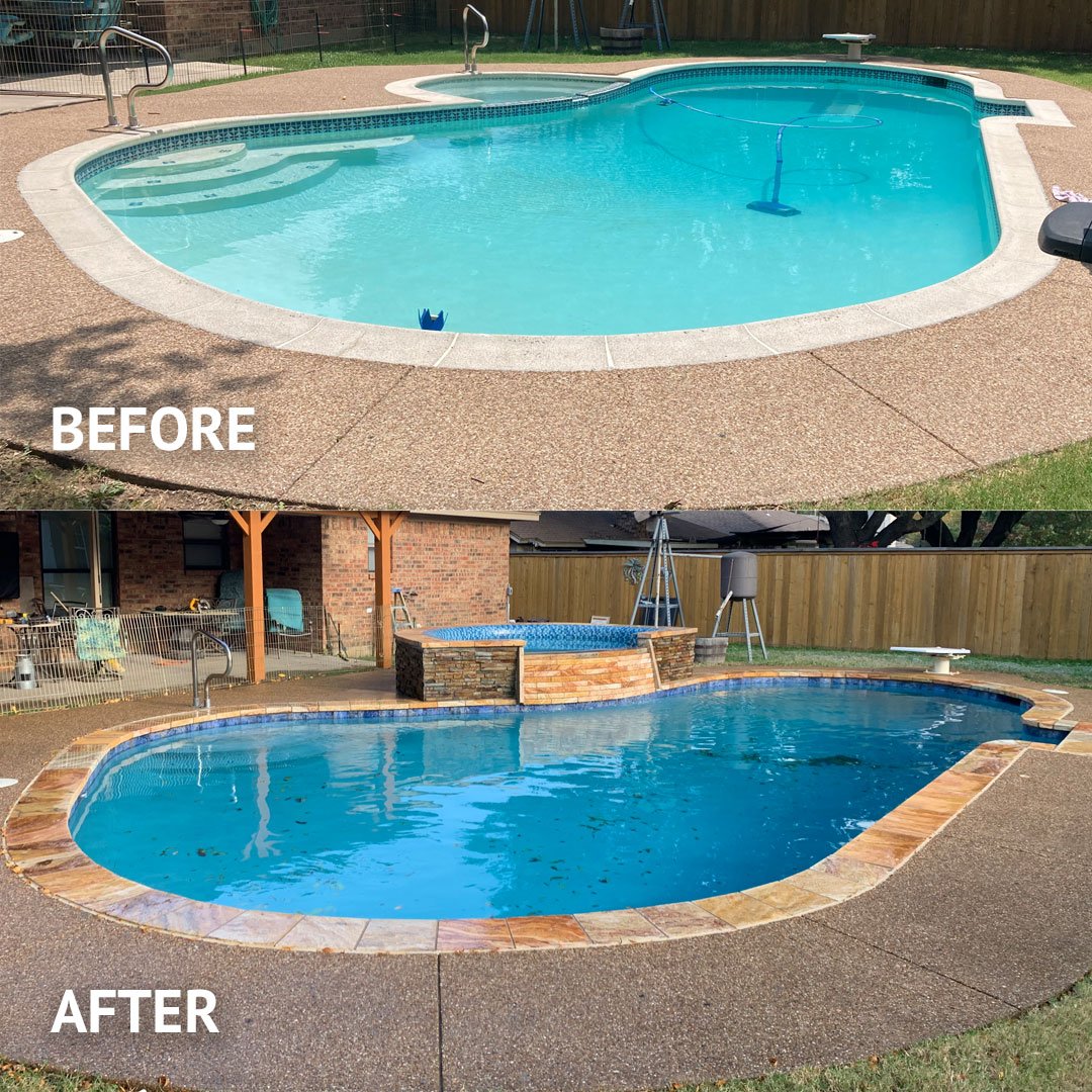 Before & After Pool and Hot Tube Remodel
