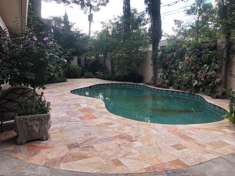 Travertine pool deck tile