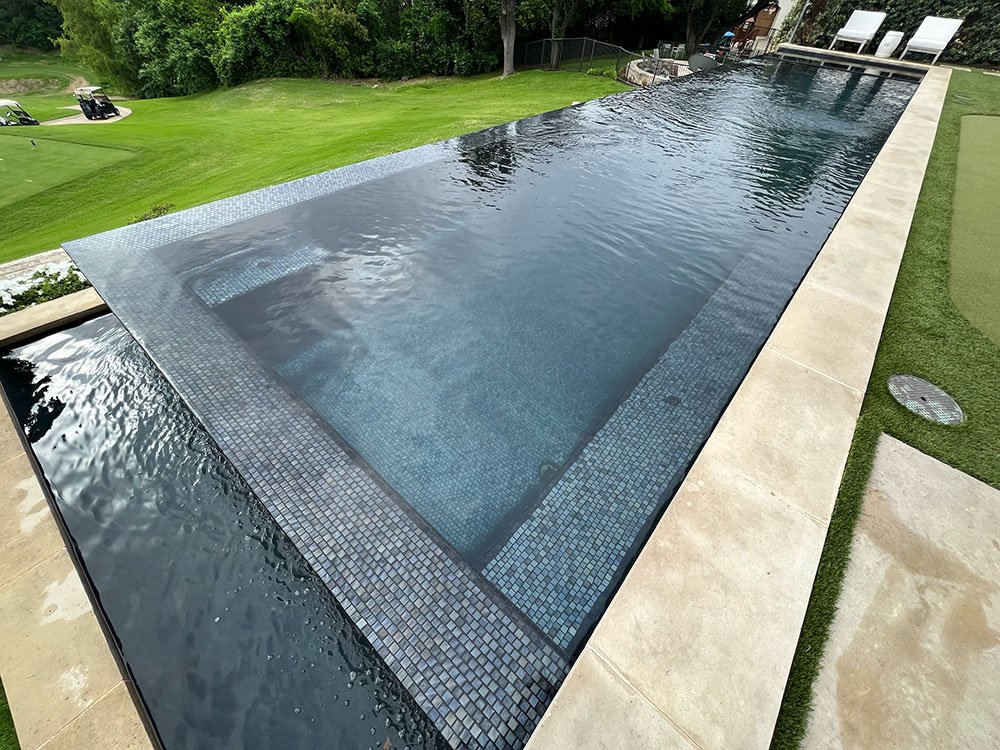 Completely black tiled pool