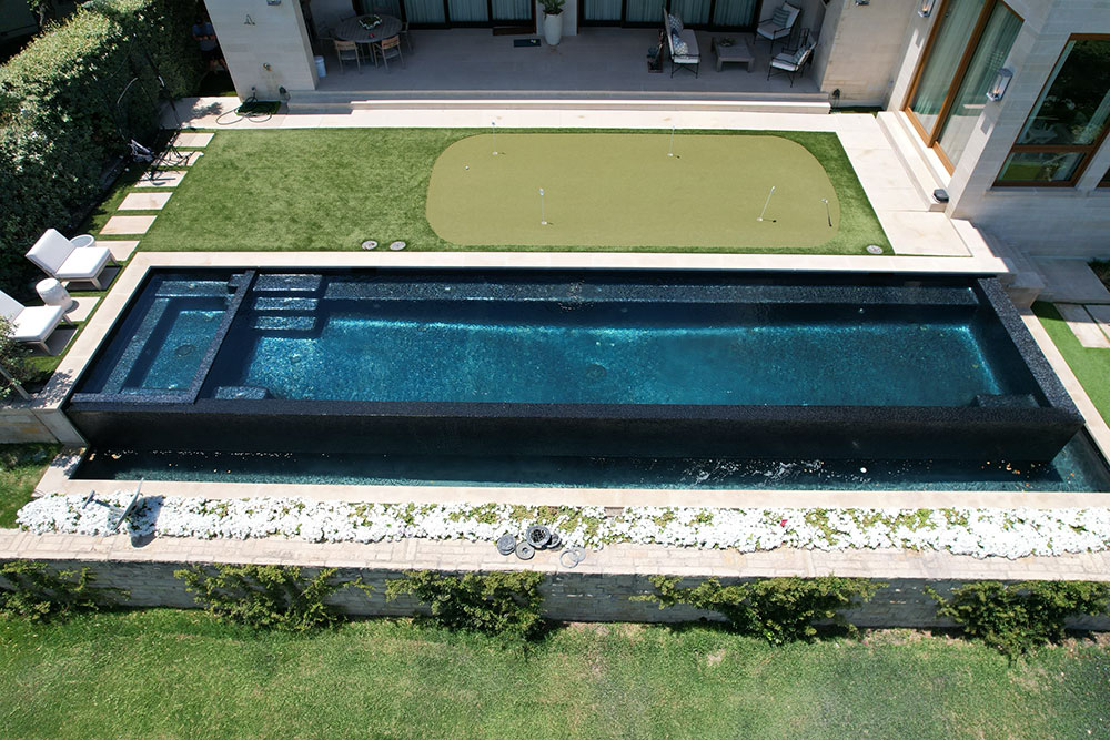 Completely black tiled pool